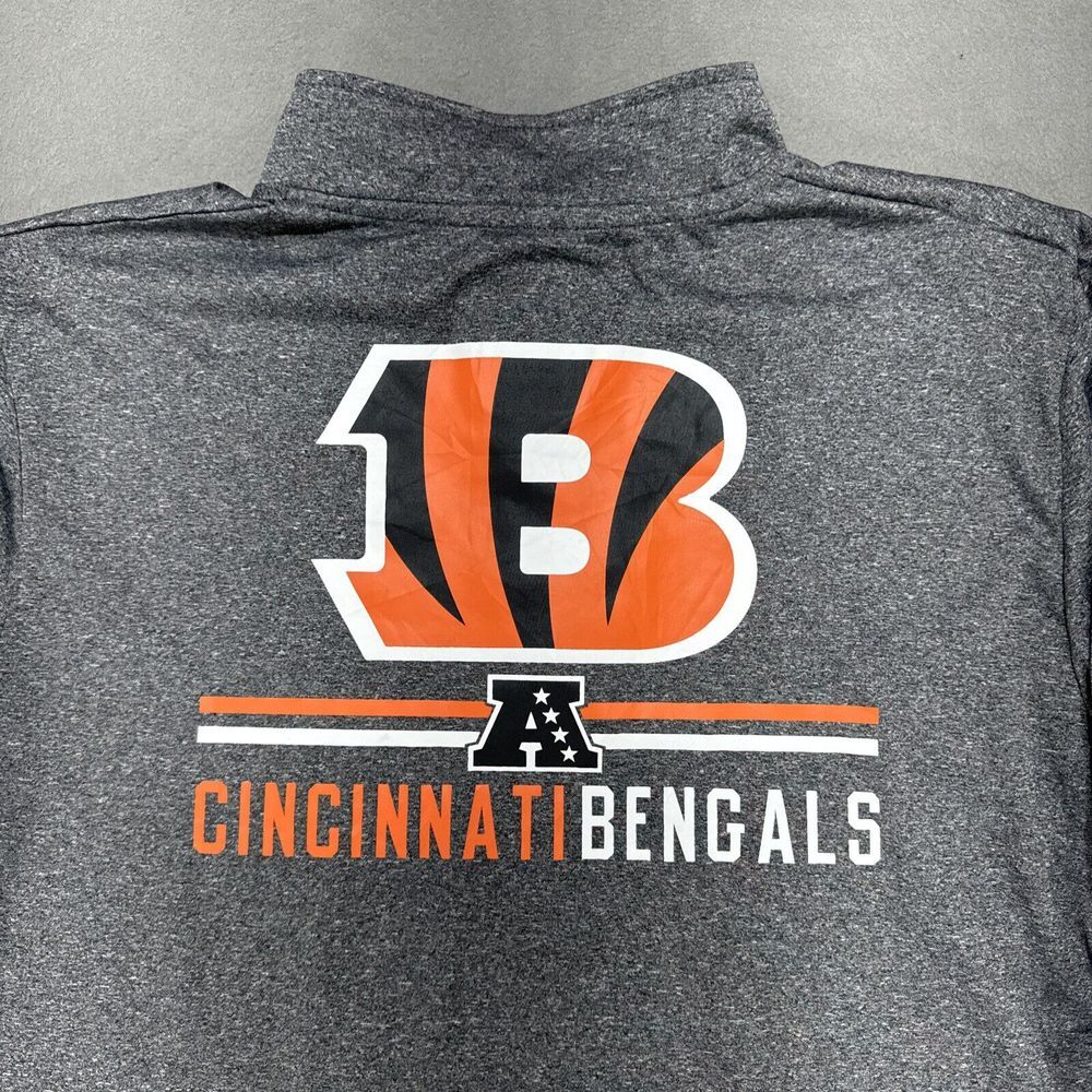 Cincinnati Bengals NFL Team Apparel Men Extra Large Shirt Gray  Pullover 1/4 Zip